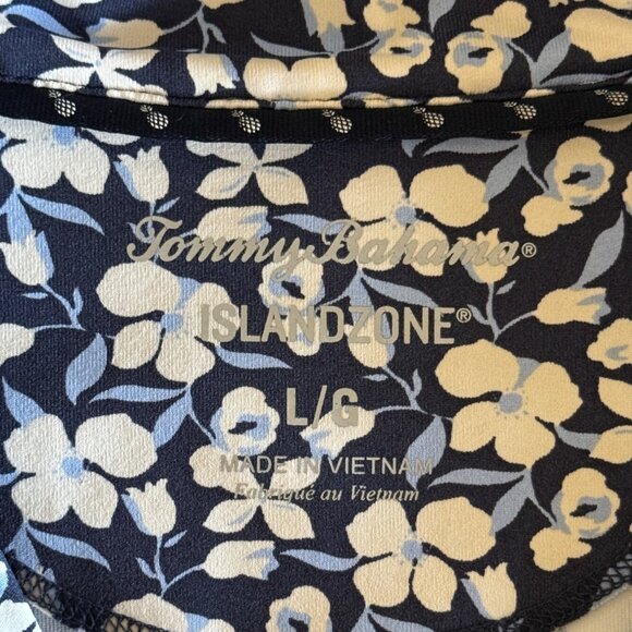 Tommy Bahama IslandZone Women's Top 1/4 Zip Short Sleeve Floral Blue Performance - Picture 4 of 7